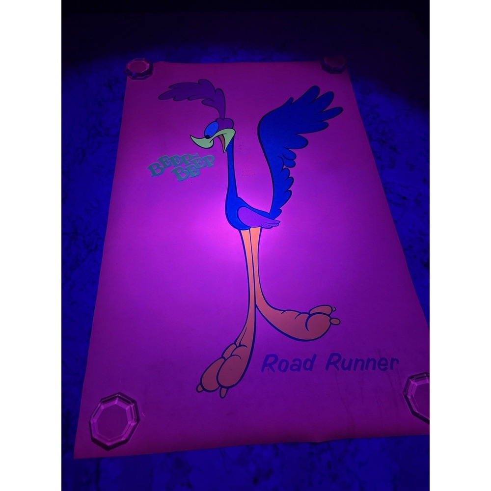 ROAD RUNNER 1968 Blacklight Psychedelic HEAD SHOP poster 31x20 LOONEY TUNES